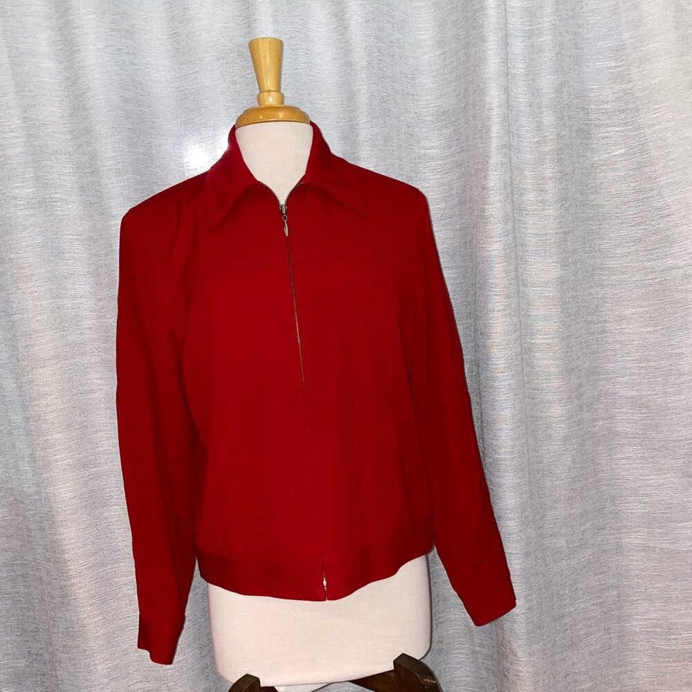 Jones New York Country Classics Red Zip Up Jacket Size 12